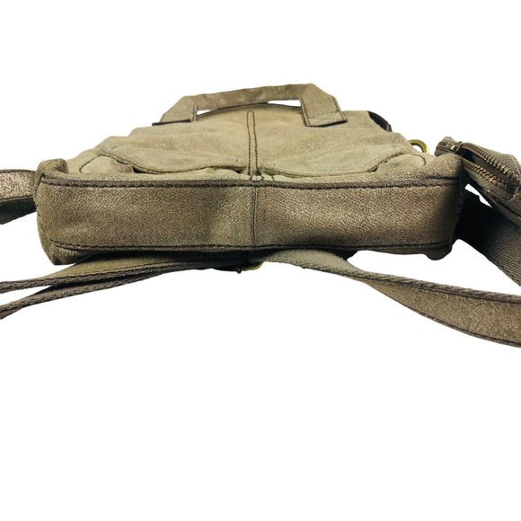 fossil suede gold metallic explorer crossbody hobo tote and coin change purse - Picture 7 of 12